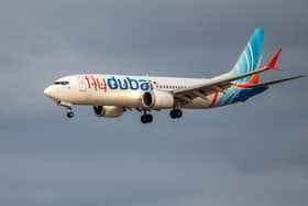 A flydubai Boeing 737 MAX 8 aircraft. (Photo by Jack GUEZ / AFP via Getty Images)