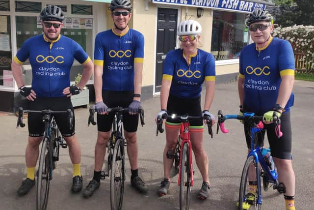 Club members outside Molly's Cafe in Steeple Claydon