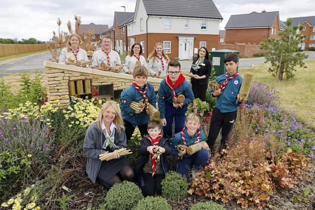 Aylesbury Scouts with their bug hotels