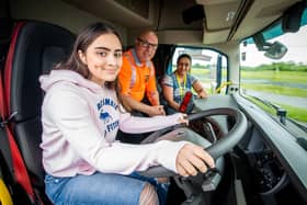Attendee Sabrina Bailey with her mother Nina and Garth Brooks in the Forterra LGV vehicle