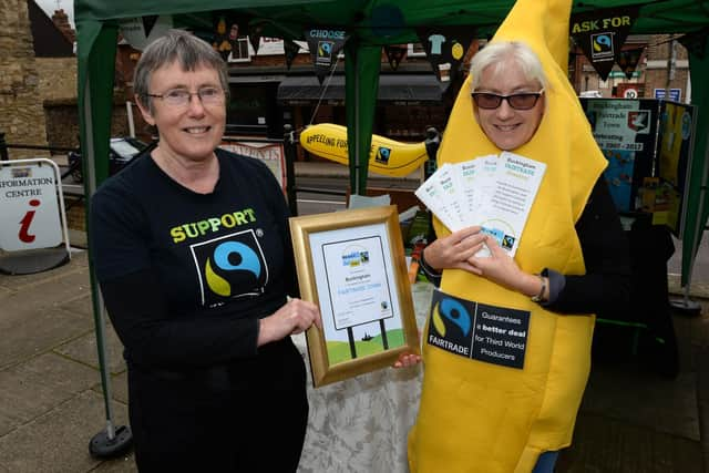 Steering group members celebrating the 10th anniversary of Buckingham's Fairtrade Town status in 2017