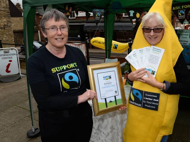 Steering group members celebrating the 10th anniversary of Buckingham's Fairtrade Town status in 2017
