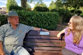 Happy to Chat Bench at Cornwall's Meadow Riverside Walk