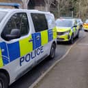 Police cars in Station Road, Buckingham