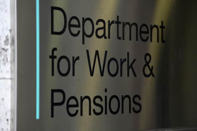 A view of signage for the Department of Work And Pensions in Westminster, London. Photo from Kirsty O'Connor/PA Images