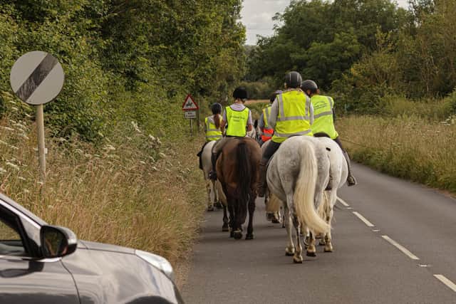 Horse riders completed a trot through Steeple Claydon yesterday, photo from Clare Johnson of Poppet Photography