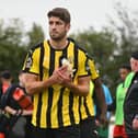 George Carline, pictured during his time at Leamington, has signed for Brackley Town