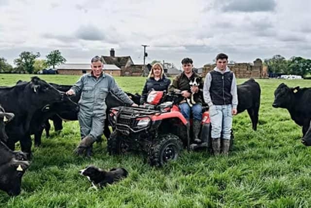 James King with his family at Cowley Farm, Preston Bissett (Photo: M&S)