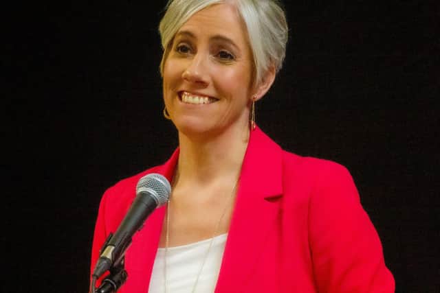 Daisy Cooper MP speaking to local supporters at the launch event in Chesham