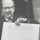 The then vice-chancellor Prof Alan Peacock with the Royal Charter in 1983