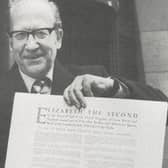 The then vice-chancellor Prof Alan Peacock with the Royal Charter in 1983