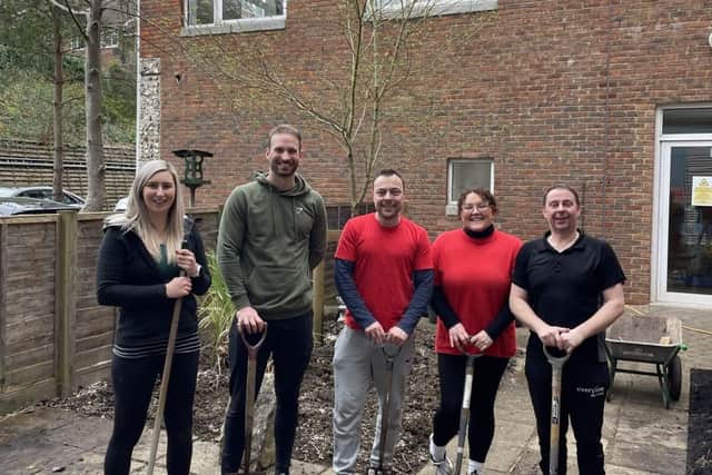 Leisure centre team volunteer time in gardening project