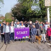 Walkers at the start of the 18-mile walk