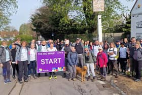 Walkers at the start of the 18-mile walk