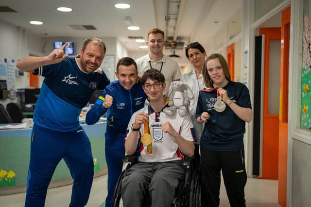 From left to right: Tim Holtam (BTTC Director), Will Bayley (Paralympian), Jack Silberston (BTTC player), Sammy (Physio Assistant), Kirsten (Clinical Specialist Physiotherapist), Bly Twomey (BTTC player)