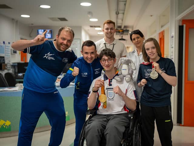 From left to right: Tim Holtam (BTTC Director), Will Bayley (Paralympian), Jack Silberston (BTTC player), Sammy (Physio Assistant), Kirsten (Clinical Specialist Physiotherapist), Bly Twomey (BTTC player)