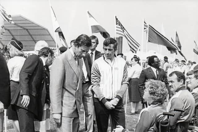 Prince Charles meeting members of the British team at the 1984 Paralympics, photo from © WheelPower