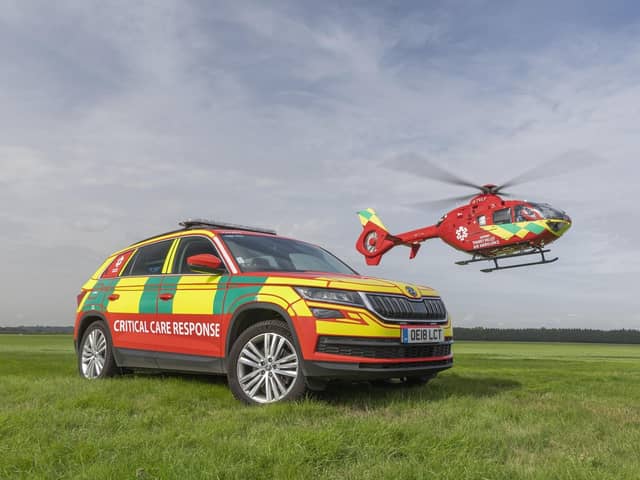 Thames Valley Air Ambulance helicopter and critical care response vehicle