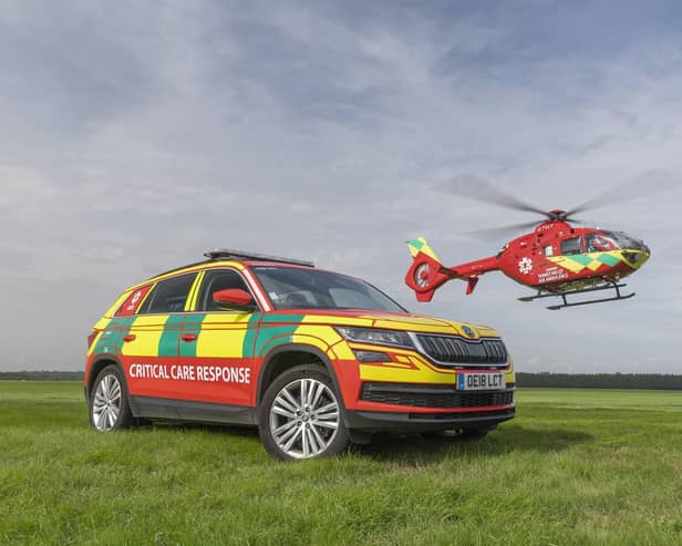 Thames Valley Air Ambulance helicopter and critical care response vehicle