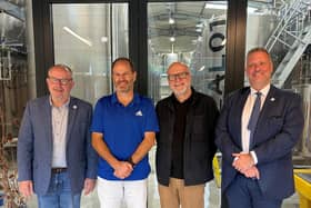 Buckinghamshire Council Leader Steven Broadbent (R) with Peter Brazier, Cabinet Member for Culture and Leisure (L) meet David Begg and Peter Ressell from Real Drinks Company