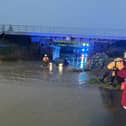A vehicle was trapped under the bridge by Marsh Gibbon, photo from Charlie Smith, Local Democracy Reporting Service