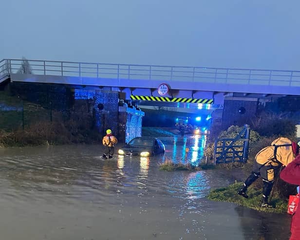 A vehicle was trapped under the bridge by Marsh Gibbon, photo from Charlie Smith, Local Democracy Reporting Service