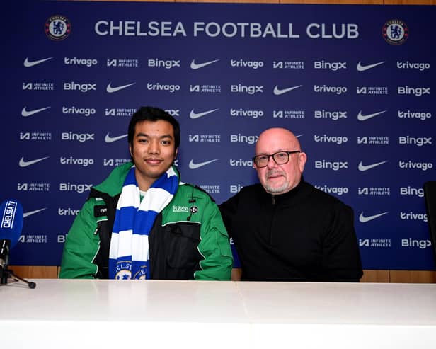 Prince Tandukar with Paul Archer (Photo by Darren Walsh/Chelsea FC via Getty Images)