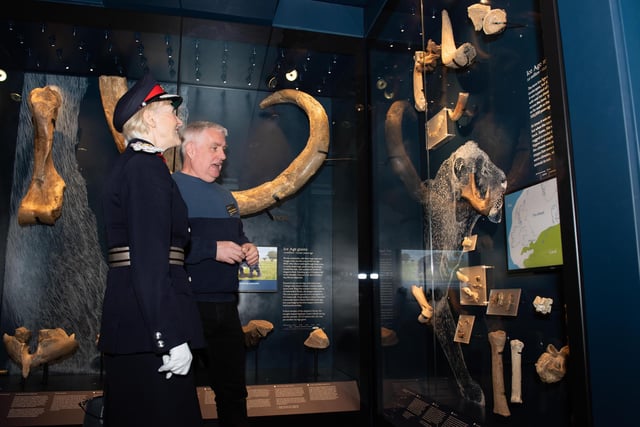 Countess Howe is shown round one of the galleries by curator Mike Palmer