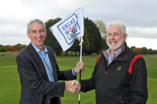 Murray Hennessy, CEO of Great Wolf Resorts, left with Graham Payne, owner of Bicester Hotel Golf & Spa