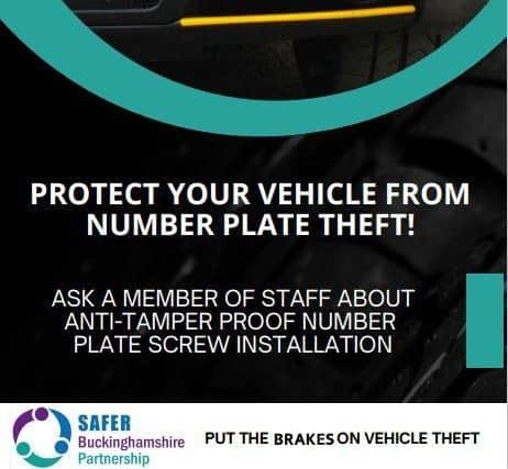 Kwik Fit and Tyre Pros garages in Bucks are supporting the Safer Buckinghamshire Partnership by fitting number plates with anti-tamper kits