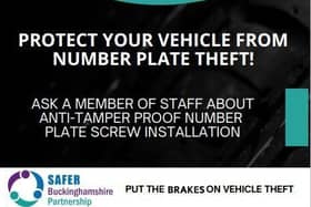 Kwik Fit and Tyre Pros garages in Bucks are supporting the Safer Buckinghamshire Partnership by fitting number plates with anti-tamper kits