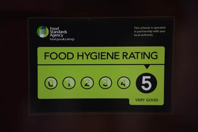 A Food Standards Agency 5 Star hygiene rating sticker