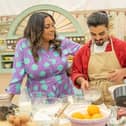 Dylan Bachelet with presenter Alison Hammond on the Great British Bake Off final (Picture: Channel 4/Mark Bourdillon)
