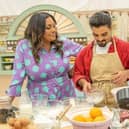 Dylan Bachelet with presenter Alison Hammond on the Great British Bake Off final (Picture: Channel 4/Mark Bourdillon)