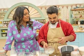 Dylan Bachelet with presenter Alison Hammond on the Great British Bake Off final (Picture: Channel 4/Mark Bourdillon)