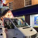 The Santa float at the Buckingham lights switch-on