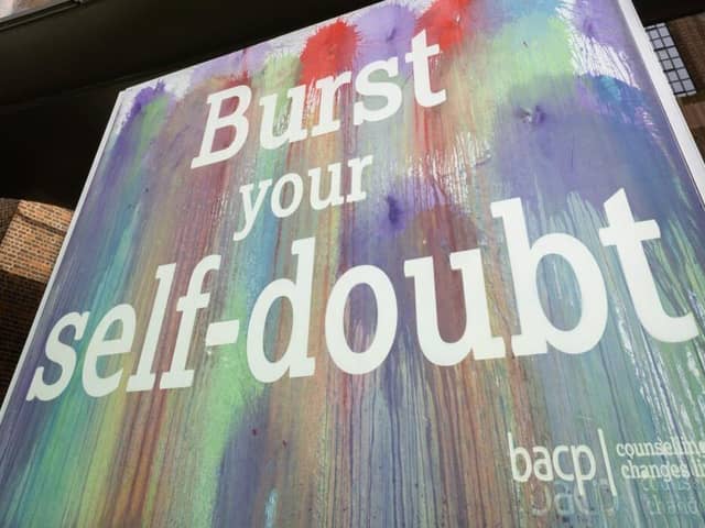 BACP 'Burst your self-doubt' art installation