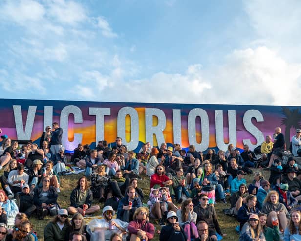 Festival-goers at Castle Field