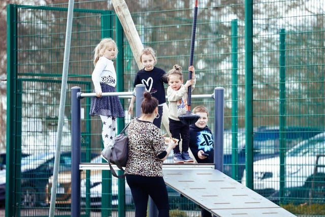 Youngsters enjoying the new playground at Little Horwood