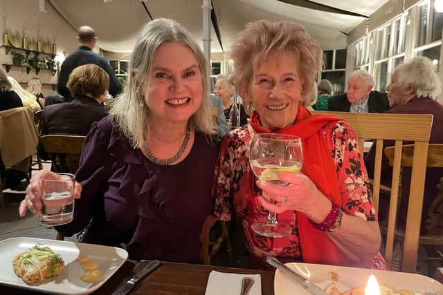Events officer Claire Mathieson and Marilyn Fairclough at the Friends' Christmas dinner