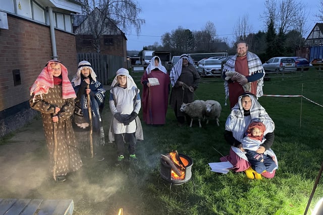Live lambs joined the cast of the annual nativity