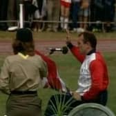 John Harris delivering the Paralympics Games oath in 1984 in Stoke Mandeville, ©Wheel Power