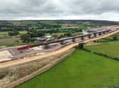 Aerial image of completion of 8 month Wendover Dean Viaduct deck slide