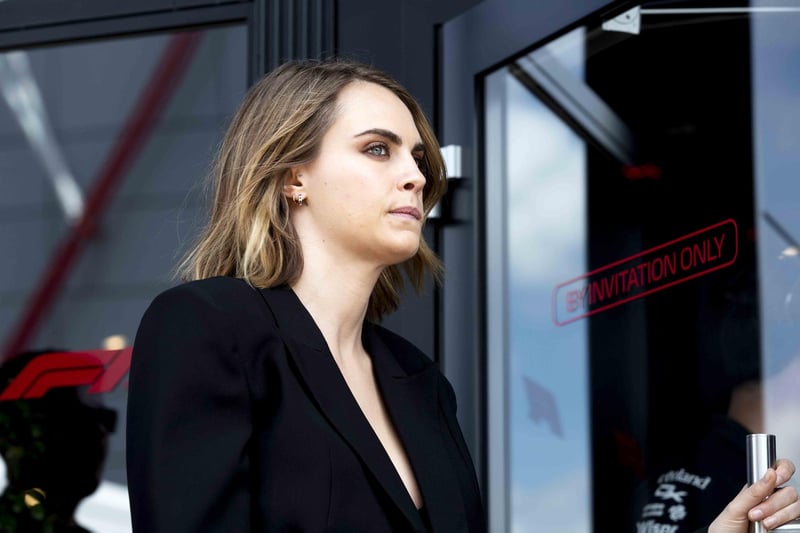 English superstar model Cara Delevingne, whose awkward interview with F1 legend Martin Brundle is well worth a watch.