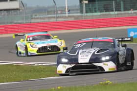 Ross Gunn leads Raffaele Marciello during the Silverstone 500 on Sunday. (Photo by James Beckett)