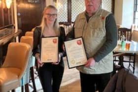 CAMRA chairman for MK and North Bucks, David Hays, presenting the award.