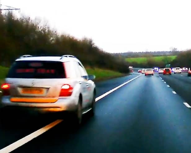 Connors was doing speeds of up to 100mph on the hard shoulder