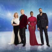 TORVILL & DEAN, OTI MABUSE, ASHLEY BANJO. Picture: ©ITV. ctures/terms