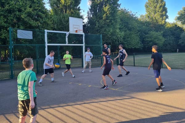 Young people at a 13-plus basketball coaching session in Buckingham