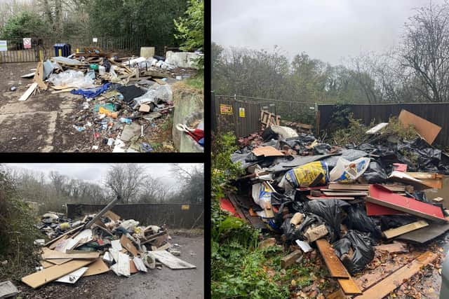 The court heard that between September 2022 and January 2024, McDonagh was linked to nine large piles of illegally dumped waste. Photos: Bucks Council